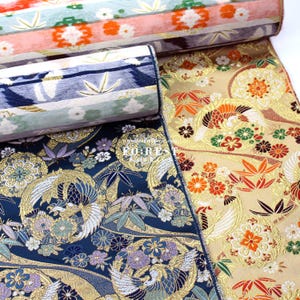 Gold Brocade - Phoenix Japanese style KINRAN fabric NavyPurple/Gold - 25cm