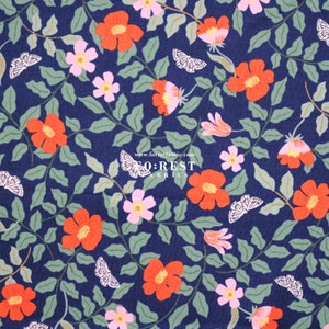 Cotton - Rifle Paper Co Cotton and steel fabric - Primrose Navy - 50cm