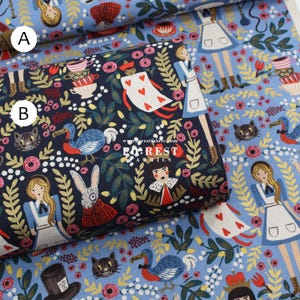 Cotton Linen Canvas - Rifle Paper Co Cotton and steel fabric - WONDERLAND fabric - 50cm