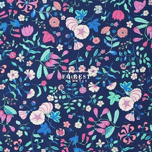 Trapuntatura Liberty - Lasenby Cotton - Mostra fiori giardino di mezzanotte CAMPO FIORI SELVATICI - 50cm
