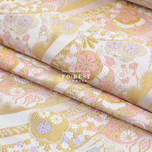 Gold Brocade (Kinran)  Fabric - Diamond Ivy & Floral Pattern main image 0