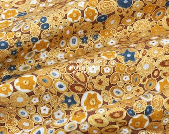 cotton - Gustav Klimt Jewel Ovals with Metallic fabric GOLDBLUE- 50cm