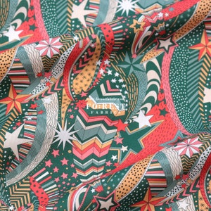 Liberty of London (Tessuto di cotone Tana Lawn) - My little star Natale VERDE - 50 cm