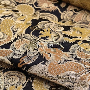 Gold Brocade - Dragon Japanese style KINRAN fabric Gold - 25cm