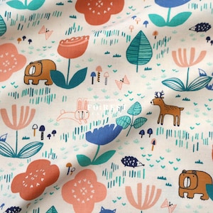 cotton - Kinoko Yama Natural fabric - cotton and steel - 50cm