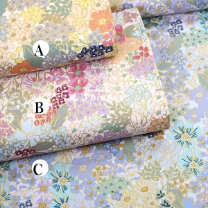 Tela di cotone e lino - Rifle Paper Co. - Tessuto Mimi Metallic English Rose - 50 cm
