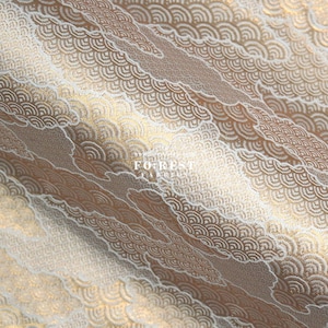 Gold Brocade - Sky Cloud RiverJapanese style KINRAN fabric Gold White - 25cm