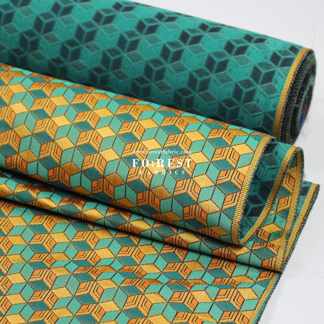 PAOPAO←OOKURA　　アンコキーヌモノグラム柄プリント クリ Gold Brocade - Traditional Bishamon-kikkou Japanese Style KINRAN