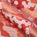 Gold Brocade - Chrysanthemum flower Japanese style KINRAN fabric RED - 25cm product logo