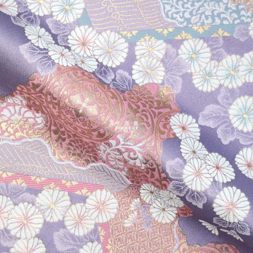 Gold Brocade - Chrysanthemum Flower Japanese Style KINRAN Fabric