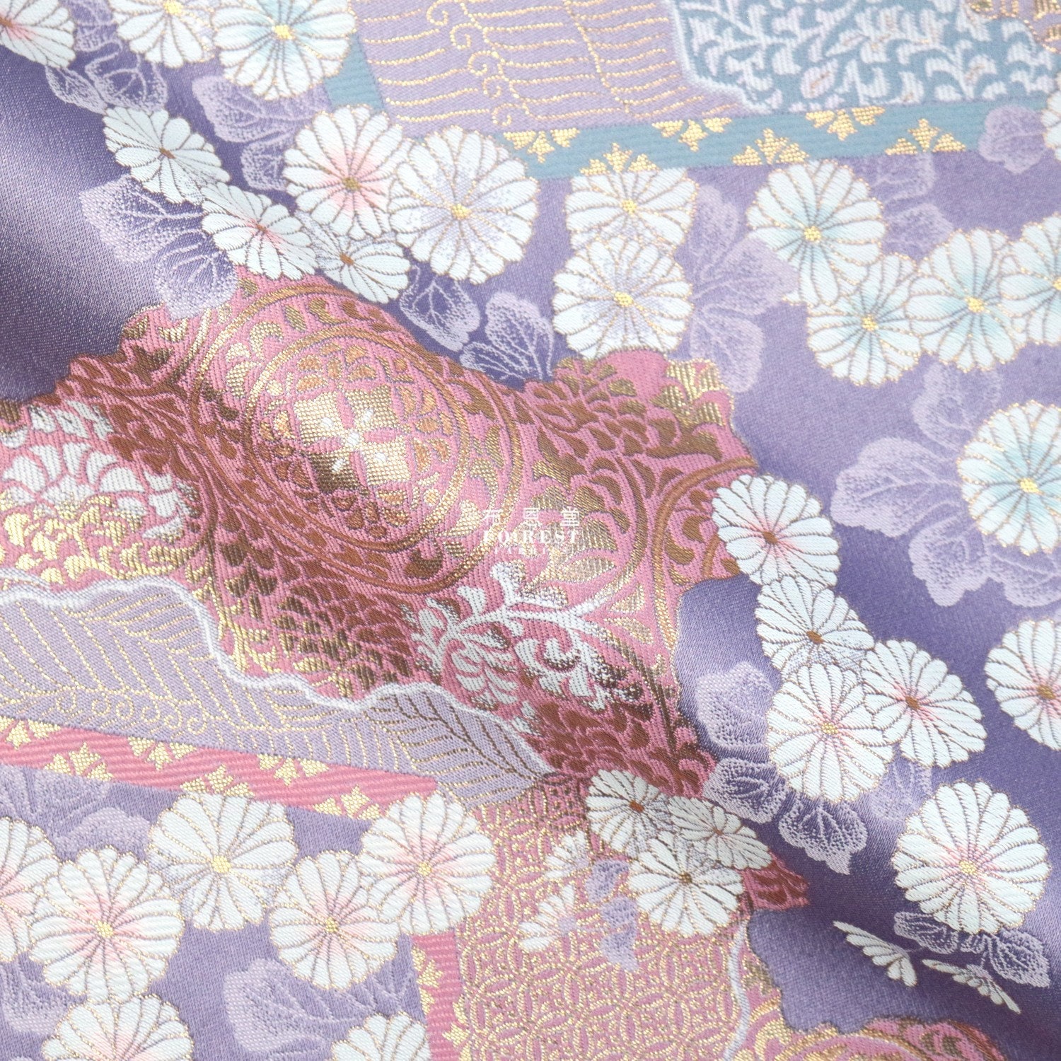 Gold Brocade - Chrysanthemum Flower Japanese Style KINRAN Fabric