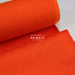 Gold brocade  - Traditional solid color Japanese style KINRAN fabric Orange - 25cm