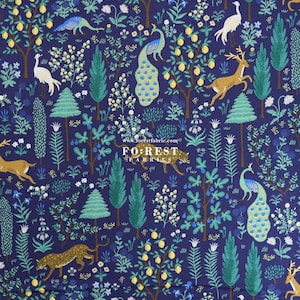 Baumwolle - Rifle Paper Co Baumwolle und Stahlgewebe - Camont Menagerie Navy Metallic - 50 cm