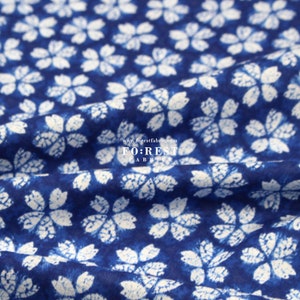 cotton - sakura traditional Japanese style print fabric Blue- 50cm