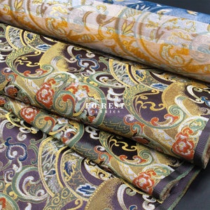 Gold Brocade - Mist Japanese style KINRAN fabric PURPLE - 25cm
