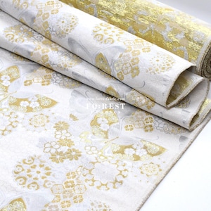 Gold Brocade - Butterfly Japanese style KINRAN fabric white - 25cm