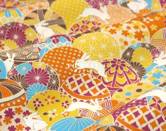 cotton - Rabbit wave Japanese Style fabric Mustard - 50cm