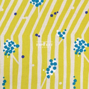 Echino - cotone lino - albero di fiori di noce Tessuto giapponese Senape - 50cm