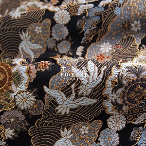 Gold Brocade - crane sakura Japanese style KINRAN fabric - 25cm