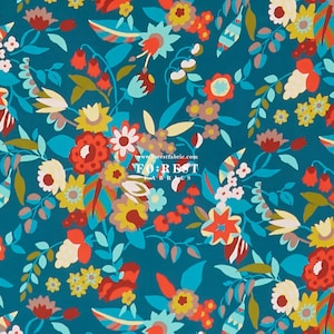 Liberty of London (Silk Satin Fabric) -  Floral Ballet Flower GREEN - 50cm