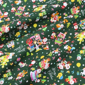 cotton - Santa Claus Party X&#39;ams chrismas fabric Green - 50cm