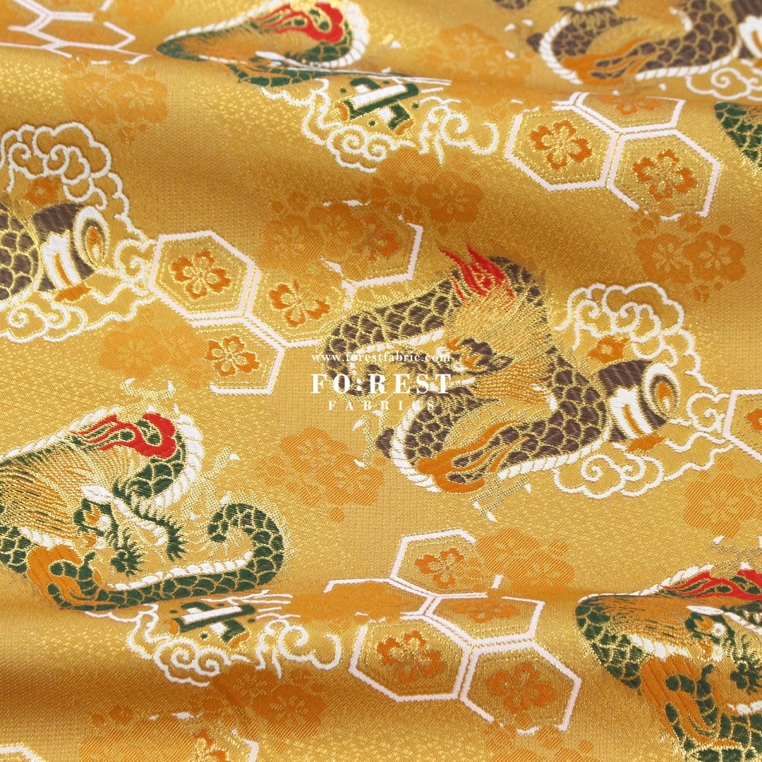 Gold Brocade (Kinran)  Fabric - Wind God & Thunder God Pattern [1 Pattern Approx. 80cm]