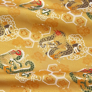 Gold Brocade - Traditional Dragon Japanese style KINRAN fabric GOLD - 25cm