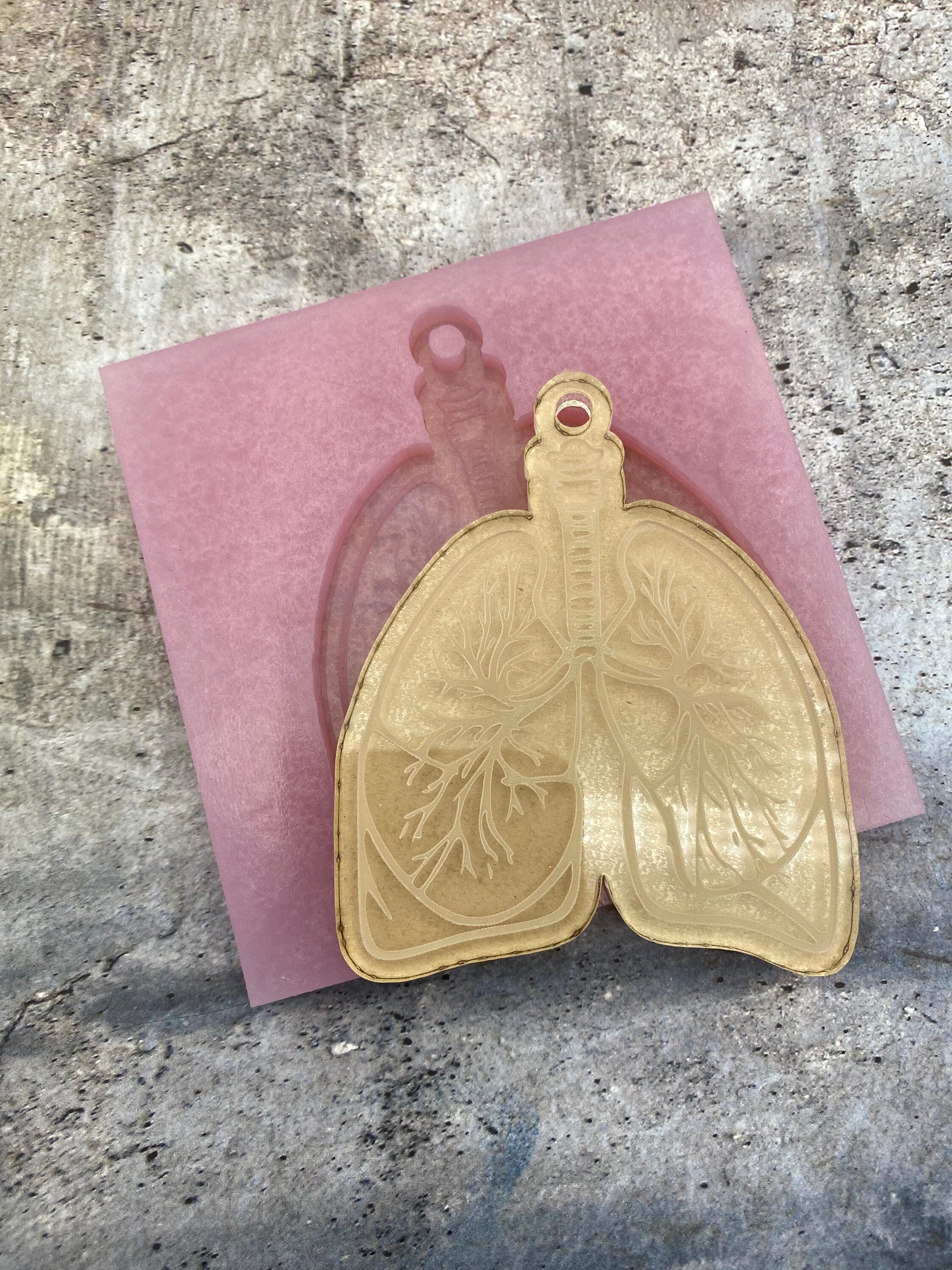 Anatomically Correct Lungs Mold Anatomical Lungs Engraved Silicone Mold Keychain Body Part Keychain Mold Molds Anatomical Resin Mold