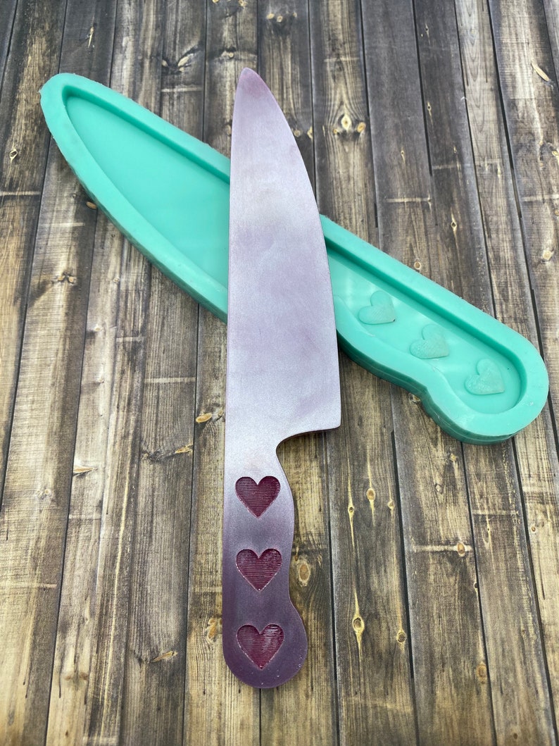 Silicone Knife Mold for Resin With Etched Hearts in Handle Etsy