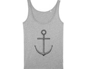 Débardeur Ancre / Coton bio / Encre Bio / Réalisé en France / Idée Cadeau Original / Bateau et Mer