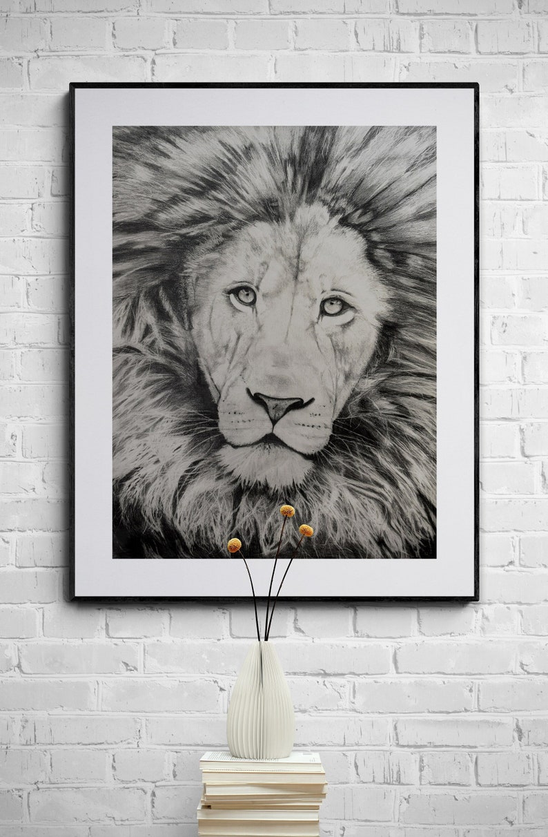 LION 18x24 Giclée Art Print | Pencil Drawing - dral.regionlima.gob.pe