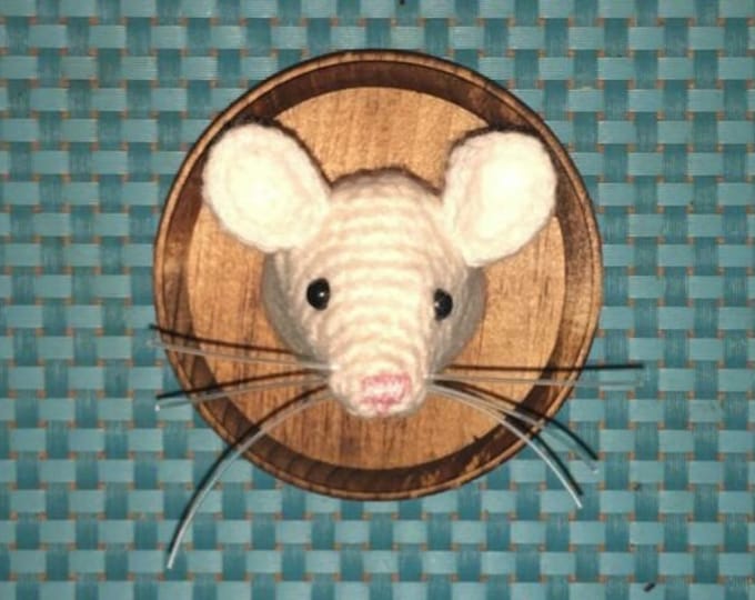 Mouse Head Faux Taxidermy, Crocheted Home Décor, Nursery, Trophy (4