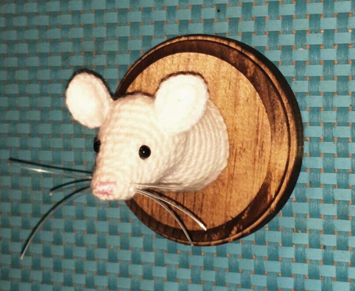 Mouse Head Faux Taxidermy, Crocheted Home Décor, Nursery, Trophy 4 X 4 ...