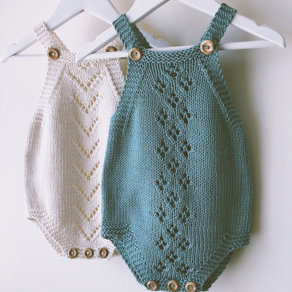 Baby Romper Knitting Pattern PDF - Lacey Romper Principiantes - Descarga Instantánea - Estilo Vintage - Idioma Inglés