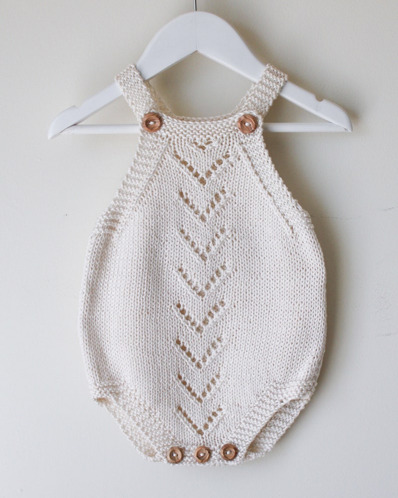 Baby Romper Knitting Pattern PDF Lacey Romper Beginners Instant Download Vintage Style English Language image 3