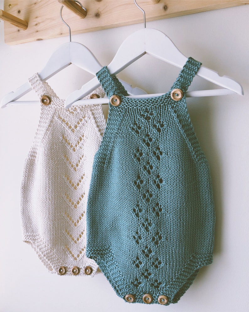 Baby Romper Knitting Pattern PDF - Lacey Romper Beginners - Instant Download - Vintage Style 