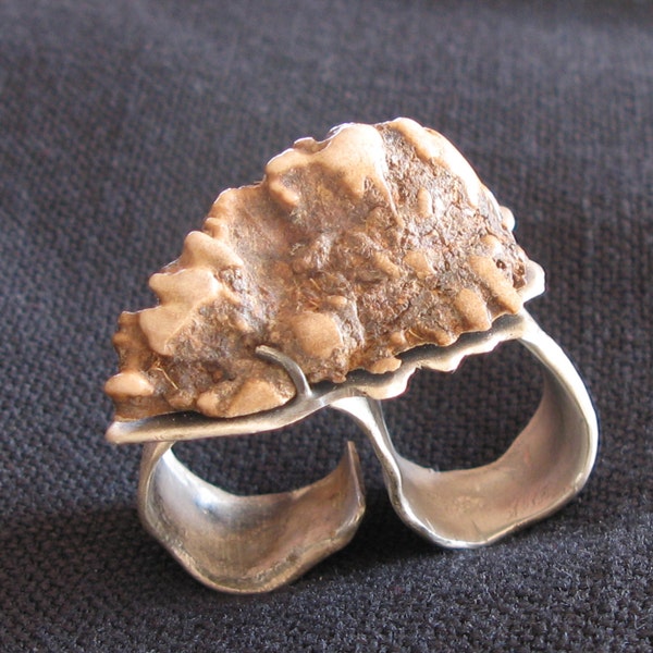 Elk Antler & Sterling Silver Two-Finger Ring