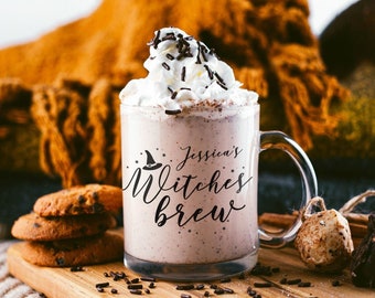 Halloween Mug Witches Brew Mug Witch Mug Autumn Mug Fall Mug Glass Mug Autumn Fall Coffee Mug Halloween