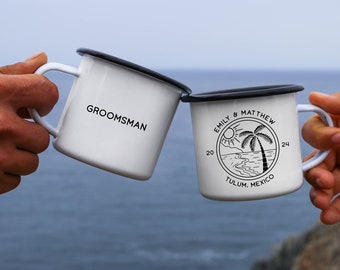 Beach Wedding Favor Cups Tropical Wedding Gift Groomsman Best Man Mugs Beach Bachelorette Bachelor Party Gifts Enamel Mug