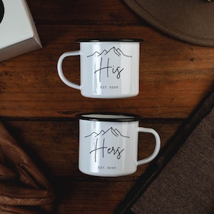 His and Hers Coffee Mugs Personalized His and Hers Mugs Campfire Mugs