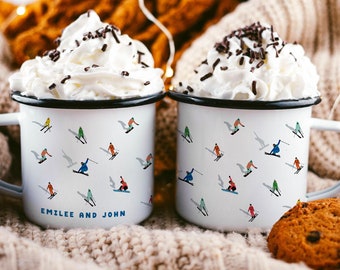 Personalized Ski Mug, Custom Skiing Gift, Ski Lover Camp Mug, Snowboarder Gift