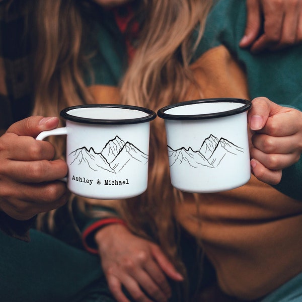 Personalised Gift Mountains Custom Coffee Mug Personalized Gift Hiker Gift Camping Gift // ONE Double Sided Mug