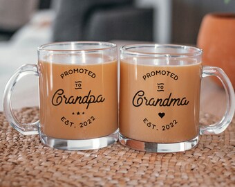 New Grandma Gift New Grandpa, Promoted to Grandma Mug, Grandpa Mug Personalized