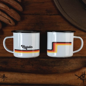 Unique Wedding Gift For Couple Retro Groomsmen Gifts Camp Mug 70s Campfire Mug Mug Bachelor Party // ONE Double Sided Mug image 1