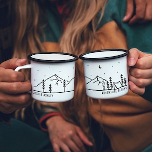 Personalized Camp Mug Campfire Mug Forest Mug Camping Gift Mountain Mug - Tent  // ONE Double Sided Mug