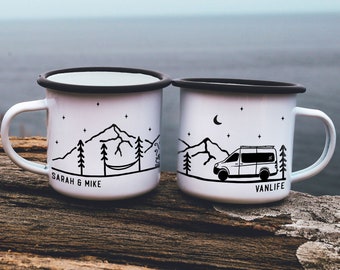 Personalised Vanlife Mug Custom Camping Mug Vanlife Gift Van Life Mug RV Mountain Camp Mug Campervan Camping Gift  // ONE Double Sided Mug