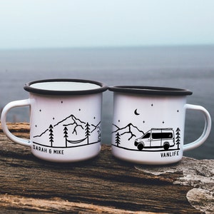 Personalised Vanlife Mug Custom Camping Mug Vanlife Gift Van Life Mug RV Mountain Camp Mug Campervan Camping Gift  // ONE Double Sided Mug