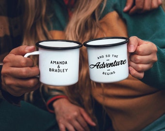 Engagement Gift For Couple Customizable Wedding Gift Adventure Begins Engagement Mug Unique Wedding Gifts
