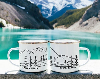 Customizable Lake Mug Hiking Mug Christmas Gift Enamel Mug  - Lake Gift  // ONE Double Sided Mug