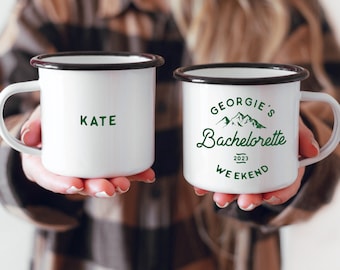 Bridal Party Mugs Bachelorette Party Cups Campfire Mugs Bachelorette Gifts Camping Mugs Bachelorette Mugs Bridesmaid Gift Enamel Mugs